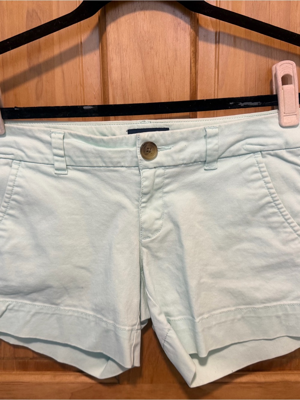 American Eagle Midi Stretch Mint Green Chino Shorts Size 4